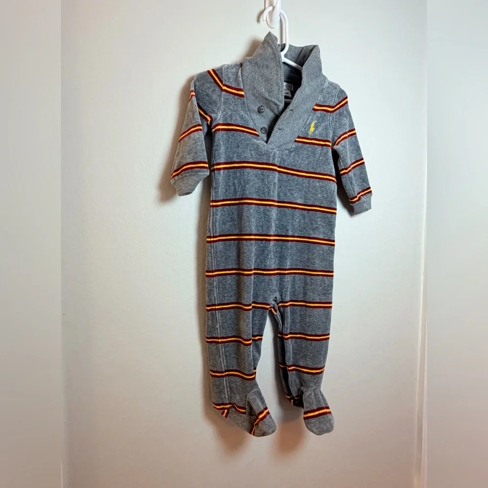 Ralph Lauren Velour Harry Potter Striped Footed Coverall - Size 9 Months